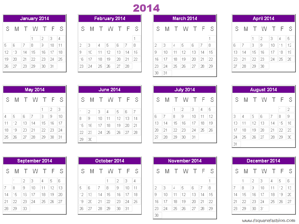 2014 Desktop Calendar HD Wallpaper 1024x768