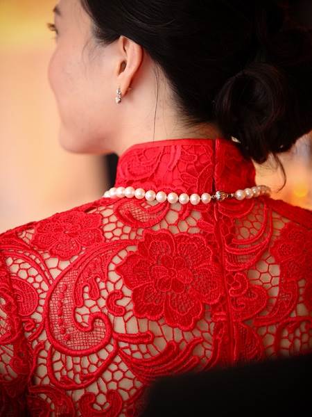 Chinese Wedding Dress red lace back