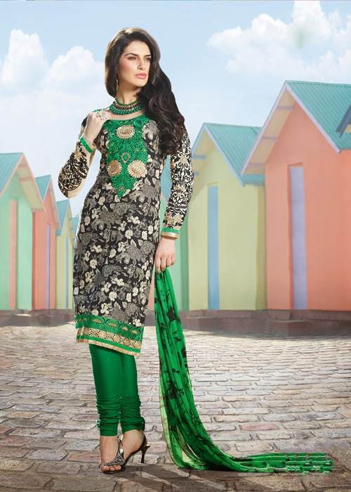 Green Cotton Salwar kameez Girl model Pictures, Images, Photos, Wallpapers