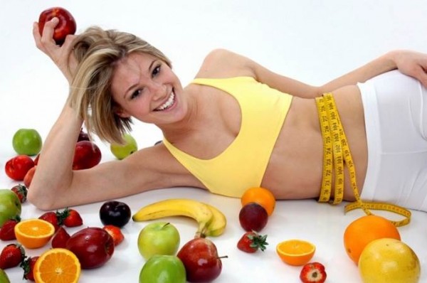 Girl lying on the floor with Fruits Images, Pictures, Photos, Wallpapers