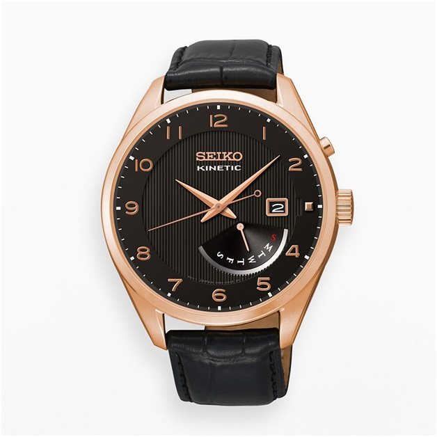 Seiko - Kinetic Gold - Tone Stainless Steel Leather Pictures, Images, Photos, Wallpapers
