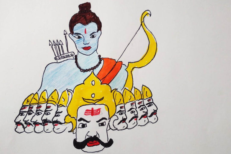 How to draw Ravana for Dussehra | Dussehra Drawing for Kids - #1 ...